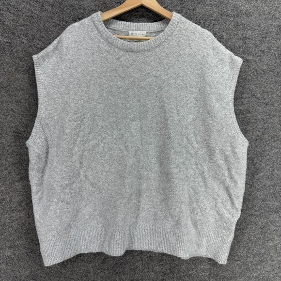 Pretty Lavish Vest Women L Large Gray Crew Neck Sleeveless Knit Acrylic Casual - Picture 1 of 7